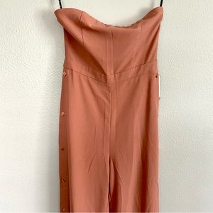 Missguided pink nude popper detail wide leg jumpsuit